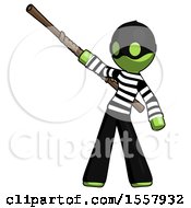 Poster, Art Print Of Green Thief Man Bo Staff Pointing Up Pose