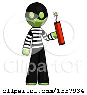Poster, Art Print Of Green Thief Man Holding Dynamite With Fuse Lit