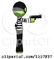 Poster, Art Print Of Green Thief Man Firing A Handgun