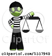 Poster, Art Print Of Green Thief Man Holding Scales Of Justice