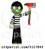 Poster, Art Print Of Green Thief Man Holding Up Red Firefighters Ax