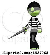 Poster, Art Print Of Green Thief Man With Sword Walking Confidently