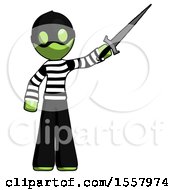 Poster, Art Print Of Green Thief Man Holding Sword In The Air Victoriously