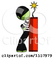 Poster, Art Print Of Green Thief Man Leaning Against Dynimate Large Stick Ready To Blow