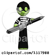 Poster, Art Print Of Green Thief Man Posing Confidently With Giant Pen