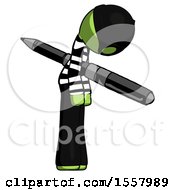 Green Thief Man Impaled Through Chest With Giant Pen