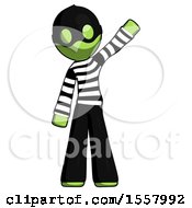 Poster, Art Print Of Green Thief Man Waving Emphatically With Left Arm