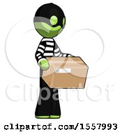Poster, Art Print Of Green Thief Man Holding Package To Send Or Recieve In Mail