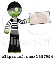 Poster, Art Print Of Green Thief Man Holding Large Envelope