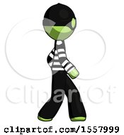 Poster, Art Print Of Green Thief Man Walking Right Side View