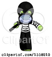 Poster, Art Print Of Green Thief Man Looking Down Through Magnifying Glass