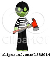 Poster, Art Print Of Green Thief Man Holding Red Fire Fighters Ax