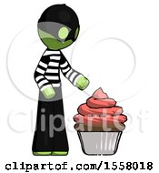 Poster, Art Print Of Green Thief Man With Giant Cupcake Dessert