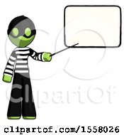 Poster, Art Print Of Green Thief Man Giving Presentation In Front Of Dry-Erase Board