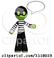 Green Thief Man With Word Bubble Talking Chat Icon