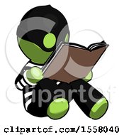 Poster, Art Print Of Green Thief Man Reading Book While Sitting Down