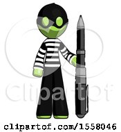 Green Thief Man Holding Large Pen