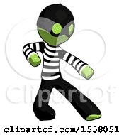 Green Thief Man Karate Defense Pose Right
