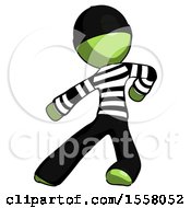 Green Thief Man Karate Defense Pose Left