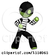 Poster, Art Print Of Green Thief Man Martial Arts Defense Pose Right