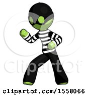 Poster, Art Print Of Green Thief Man Martial Arts Defense Pose Left