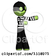 Poster, Art Print Of Green Thief Man Presenting Something To His Left