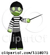 Poster, Art Print Of Green Thief Man Teacher Or Conductor With Stick Or Baton Directing