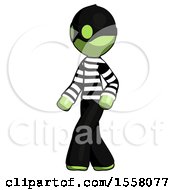 Poster, Art Print Of Green Thief Man Man Walking Turned Left Front View