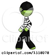 Poster, Art Print Of Green Thief Man Walking Left Side View