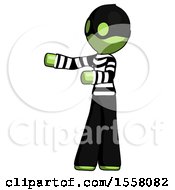 Poster, Art Print Of Green Thief Man Presenting Something To His Right