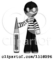 Poster, Art Print Of Gray Thief Man Standing With Large Thermometer