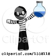 Gray Thief Man Holding Large Round Flask Or Beaker