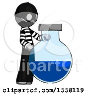 Poster, Art Print Of Gray Thief Man Standing Beside Large Round Flask Or Beaker