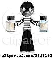 Poster, Art Print Of Gray Thief Man Holding Two Medicine Bottles