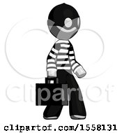 Poster, Art Print Of Gray Thief Man Walking With Briefcase To The Right