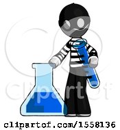 Poster, Art Print Of Gray Thief Man Holding Test Tube Beside Beaker Or Flask