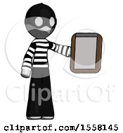 Poster, Art Print Of Gray Thief Man Showing Clipboard To Viewer
