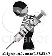 Poster, Art Print Of Gray Thief Man Using Syringe Giving Injection