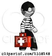 Poster, Art Print Of Gray Thief Man Walking With Medical Aid Briefcase To Right