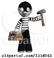 Poster, Art Print Of Gray Thief Man Holding Tools And Toolchest Ready To Work