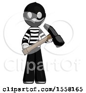 Poster, Art Print Of Gray Thief Man Holding Hammer Ready To Work
