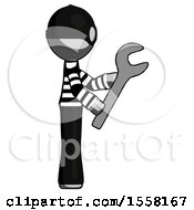 Poster, Art Print Of Gray Thief Man Using Wrench Adjusting Something To Right