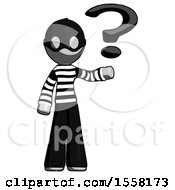 Poster, Art Print Of Gray Thief Man Holding Question Mark To Right