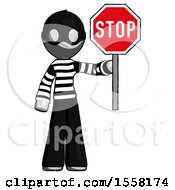 Poster, Art Print Of Gray Thief Man Holding Stop Sign