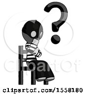 Gray Thief Man Question Mark Concept Sitting On Chair Thinking