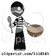 Poster, Art Print Of Gray Thief Man With Empty Bowl And Spoon Ready To Make Something