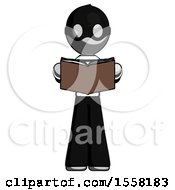 Poster, Art Print Of Gray Thief Man Reading Book While Standing Up Facing Viewer
