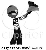 Poster, Art Print Of Gray Thief Man Dusting With Feather Duster Upwards