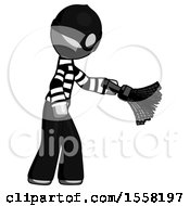 Poster, Art Print Of Gray Thief Man Dusting With Feather Duster Downwards