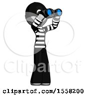 Gray Thief Man Looking Through Binoculars To The Right